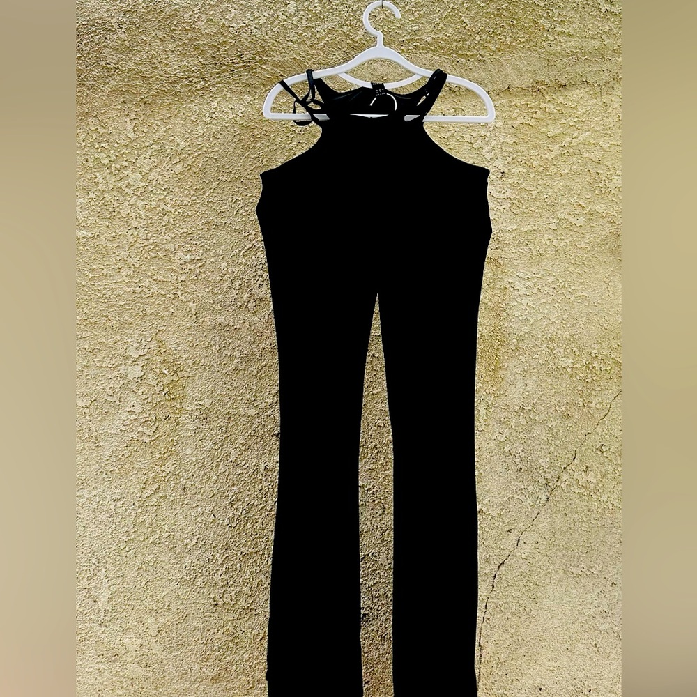 Black sexy cut out waist pants
